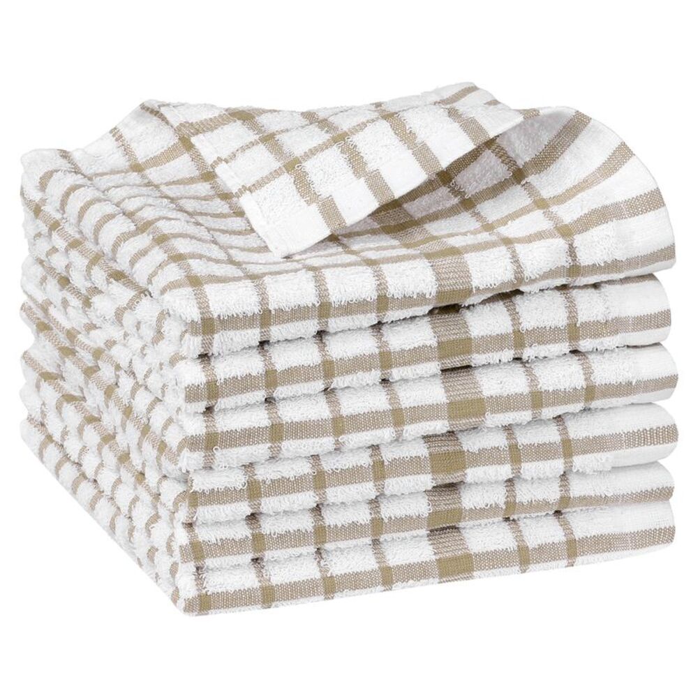 100% Cotton Absorbent Dish Cloths, 14" x 14" 6 Pack Brown